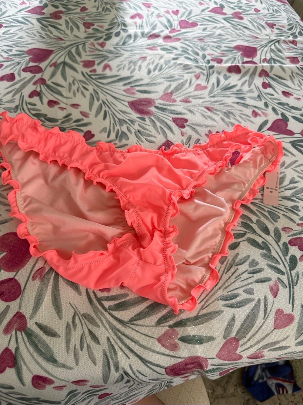 Neon Coral Ruffle VS Bikini Bottoms